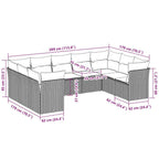 9-tlg. Garten-Sofagarnitur mit Kissen Hellgrau Poly Rattan