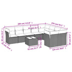 10-tlg. Garten-Sofagarnitur mit Kissen Braun Poly Rattan