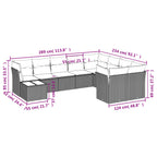 10-tlg. Garten-Sofagarnitur mit Kissen Braun Poly Rattan