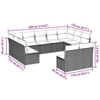 11-tlg. Garten-Sofagarnitur mit Kissen Braun Poly Rattan
