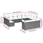13-tlg. Garten-Sofagarnitur mit Kissen Hellgrau Poly Rattan