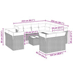 12-tlg. Garten-Sofagarnitur mit Kissen Hellgrau Poly Rattan