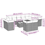 13-tlg. Garten-Sofagarnitur mit Kissen Hellgrau Poly Rattan