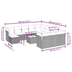 13-tlg. Garten-Sofagarnitur mit Kissen Braun Poly Rattan