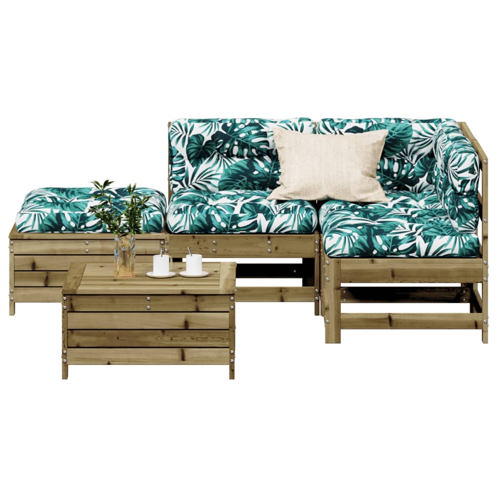 5-tlg. Garten-Lounge-Set mit Kissen Imprägniertes Kiefernholz