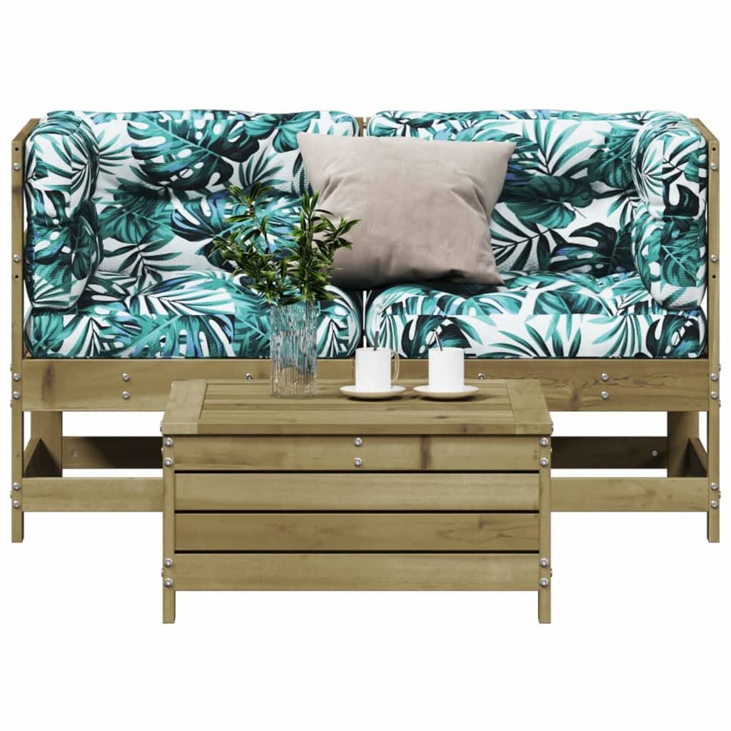 3-tlg. Garten-Lounge-Set mit Kissen Kiefernholz Imprägniert