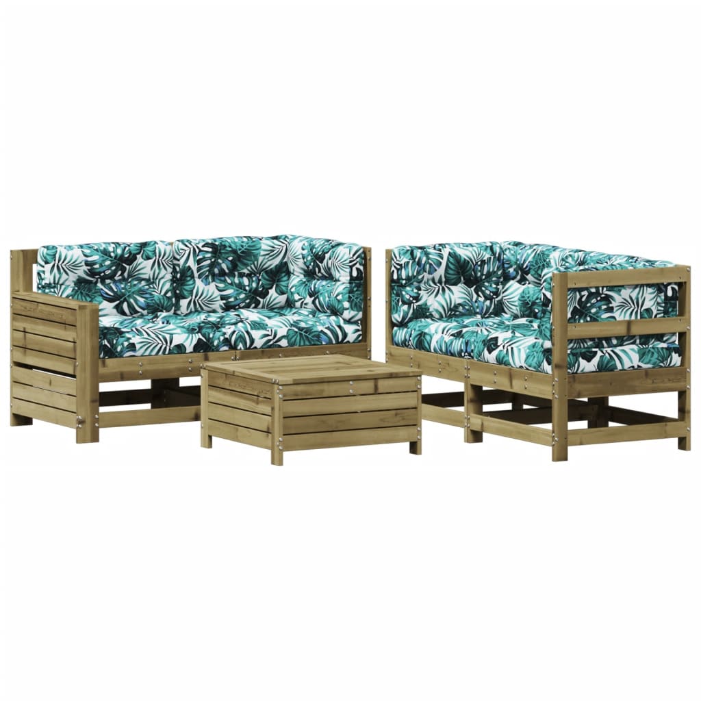 5-tlg. Garten-Lounge-Set mit Kissen Imprägniertes Kiefernholz
