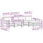 5-tlg. Garten-Lounge-Set mit Kissen Massivholz Kiefer