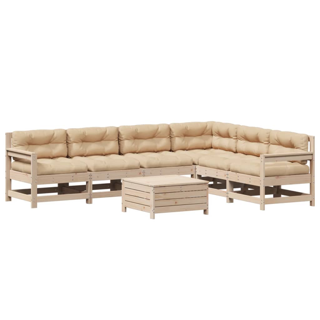 7-tlg. Garten-Lounge-Set mit Kissen Massivholz Kiefer