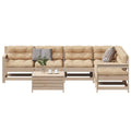 7-tlg. Garten-Lounge-Set mit Kissen Massivholz Kiefer