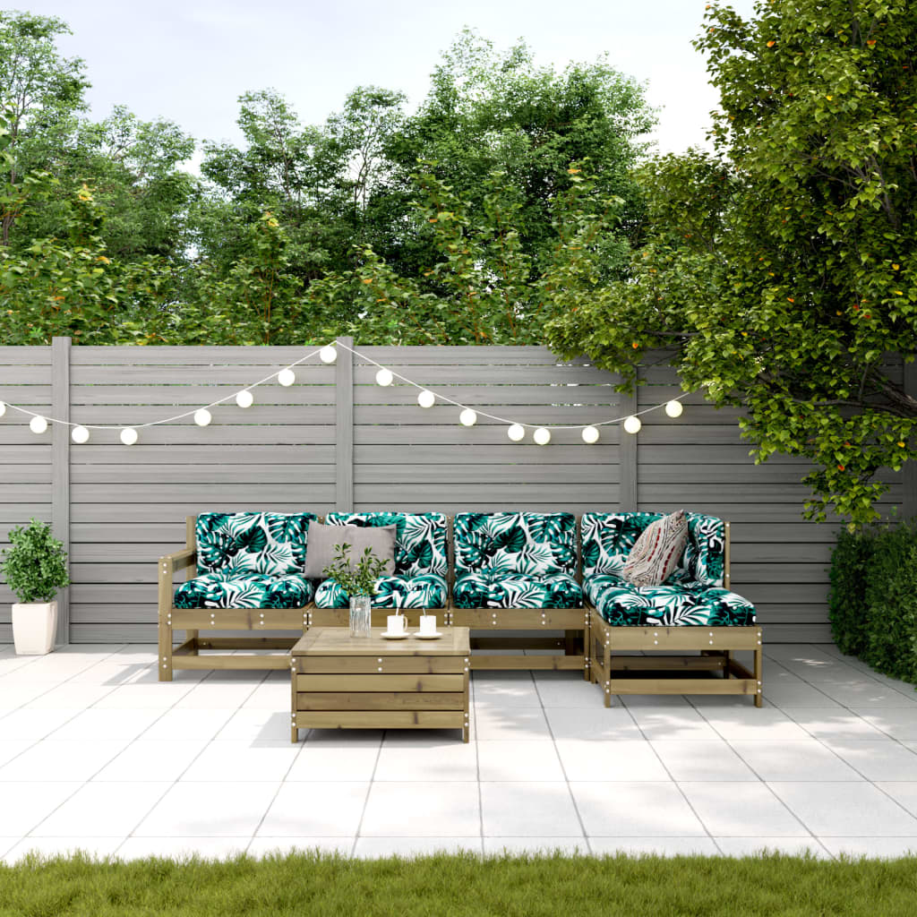 6-tlg. Garten-Lounge-Set mit Kissen Imprägniertes Kiefernholz