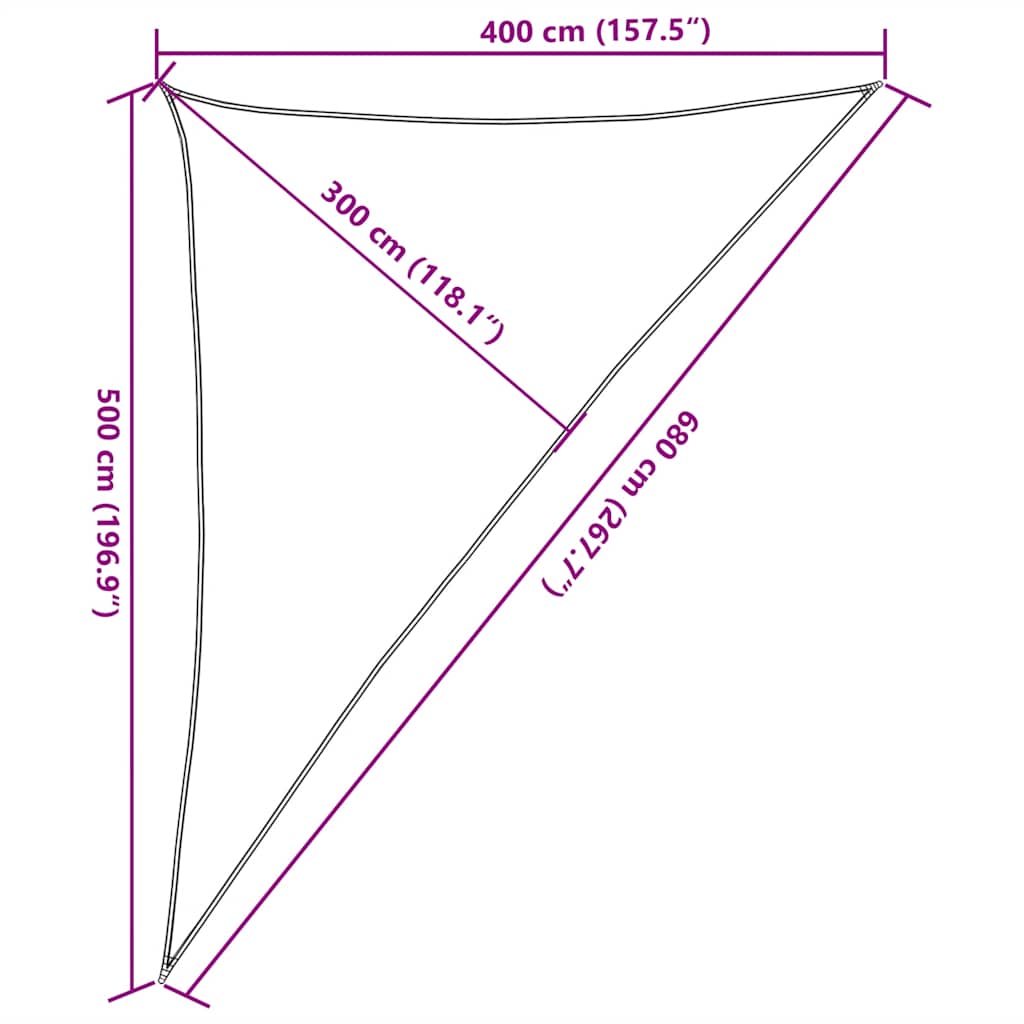 Sonnensegel 160 g/m² Dreieckig Sandfarben 4x5x6,8 m HDPE