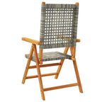 Gartenstuhl Verstellbar 6 Stk. Grau Poly Rattan Massivholz