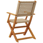 Gartenstühle 4 Stk. Klappbar Beige Poly Rattan & Massivholz