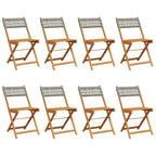 Gartenstühle 8 Stk. Klappbar Grau Poly Rattan & Massivholz