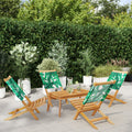 Gartenstühle 4 Stk. Klappbar Grün Stoff und Massivholz