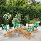 Gartenstühle 4 Stk. Klappbar Grün Stoff und Massivholz