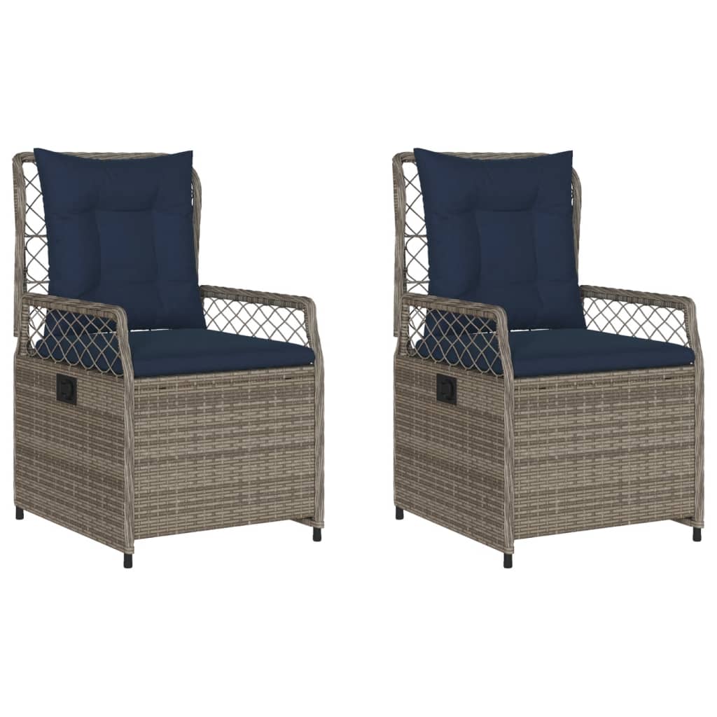 Liegende Gartenstühle 2 Stk. Grau Poly Rattan