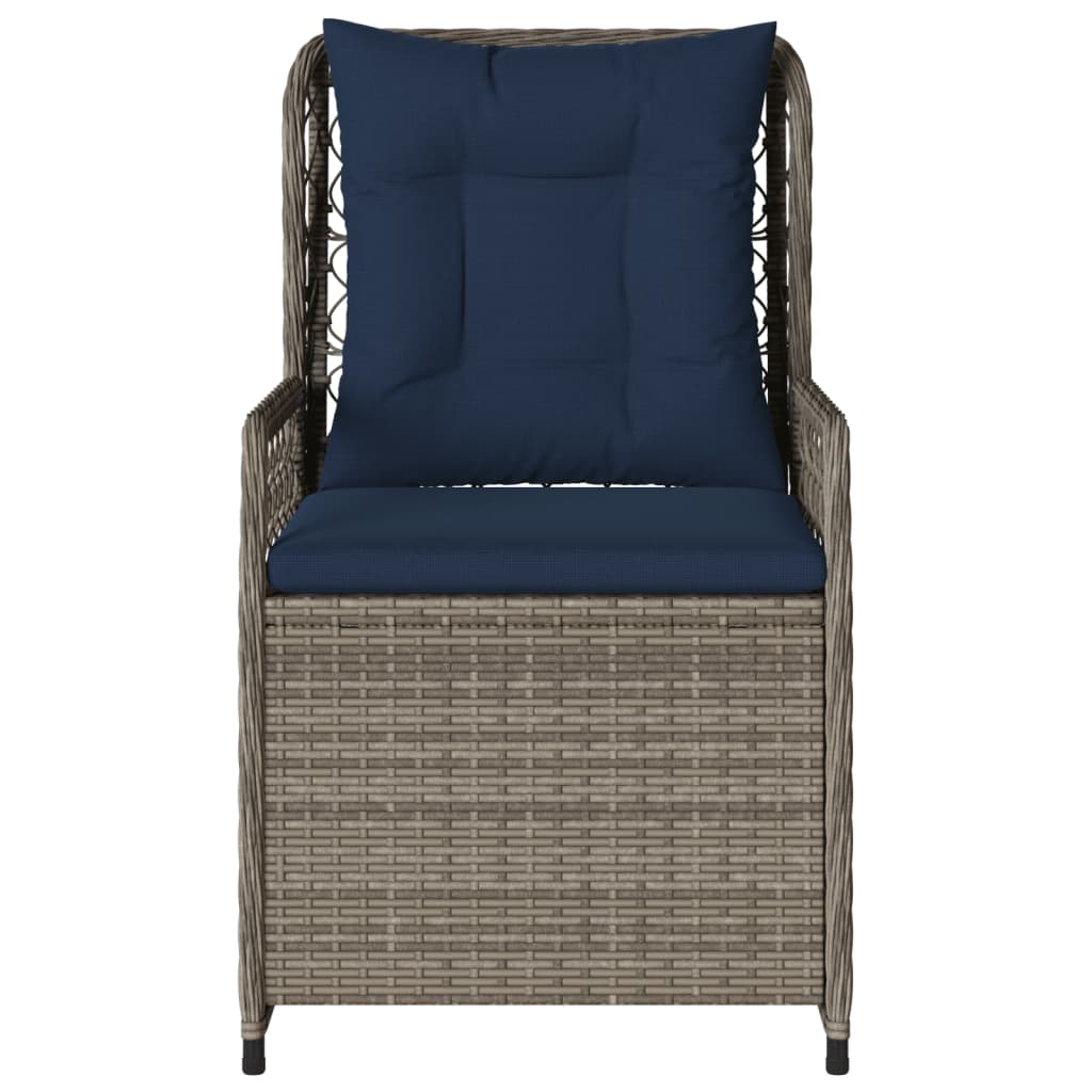 Liegende Gartenstühle 2 Stk. Grau Poly Rattan