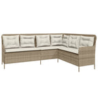 Gartensofa in L-Form mit Kissen Beige Poly Rattan