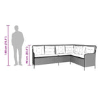 Gartensofa in L-Form mit Kissen Hellgrau Poly Rattan