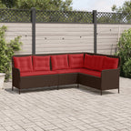 Gartensofa mit Kissen L-förmig Braun Polyrattan