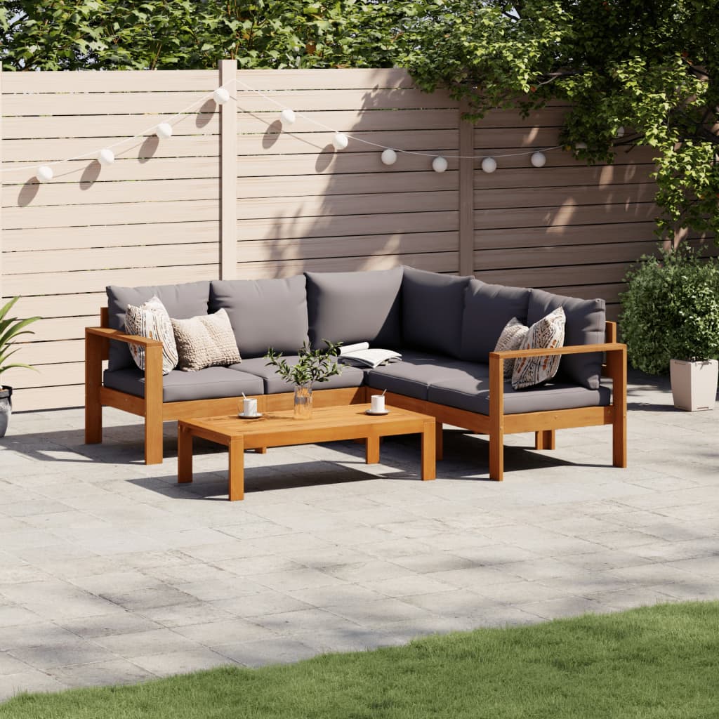 4-tlg. Garten-Sofagarnitur mit Kissen Massivholz Akazie