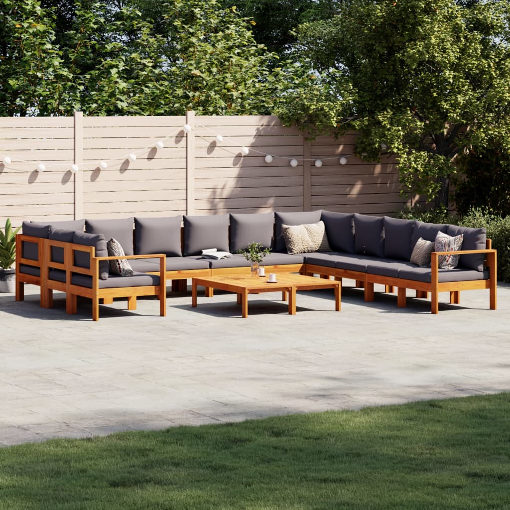9-tlg. Garten-Sofagarnitur mit Kissen Massivholz Akazie