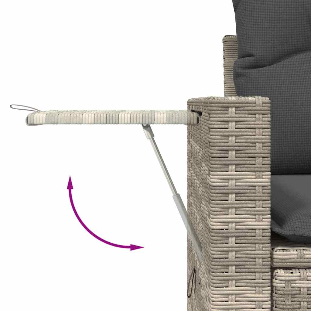 3-tlg. Garten-Sofagarnitur mit Kissen Hellgrau Poly Rattan