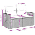3-tlg. Garten-Sofagarnitur mit Kissen Braun Poly Rattan