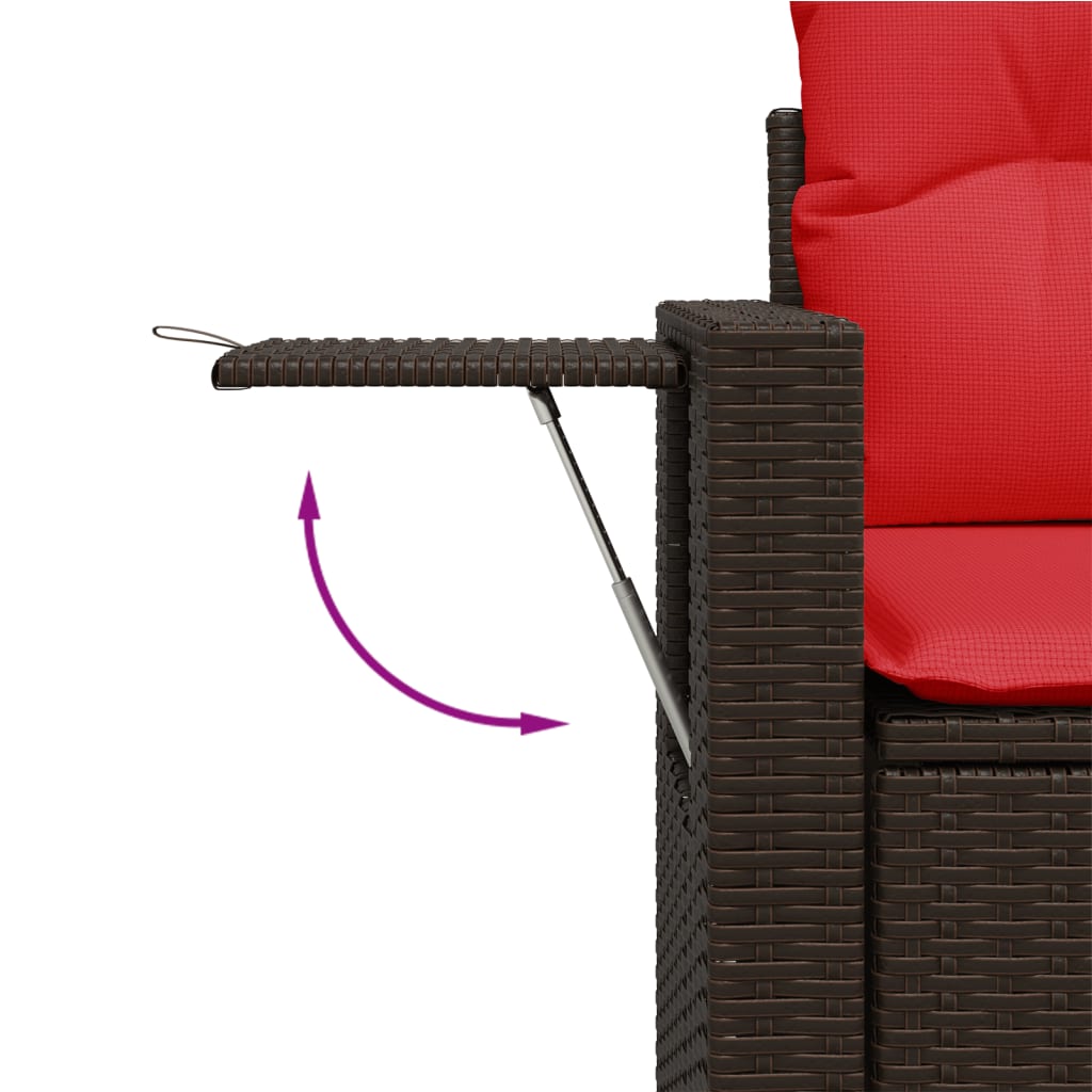 5-teiliges Gartensofa-Set mit Kissen, braun, Polyrattan