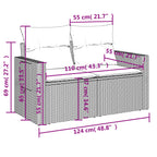 8-tlg. Garten-Sofagarnitur mit Kissen Grau Poly Rattan