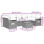8-teiliges Gartensofa-Set mit Kissen, braun, Polyrattan