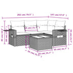 9-tlg. Garten-Sofagarnitur mit Kissen Grau Poly Rattan
