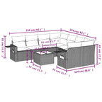 9-teiliges Gartensofa-Set mit Kissen, braun, Polyrattan
