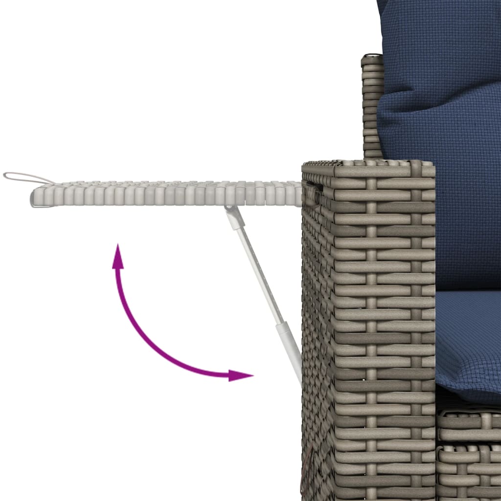 4-teiliges Gartensofa-Set mit Kissen, grau, Polyrattan