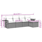 5-teiliges Gartensofa-Set mit Kissen, braun, Polyrattan