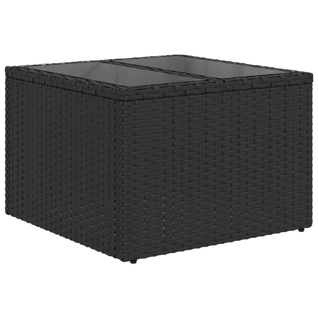 6-teiliges Gartensofa-Set mit Kissen, schwarzes Polyrattan