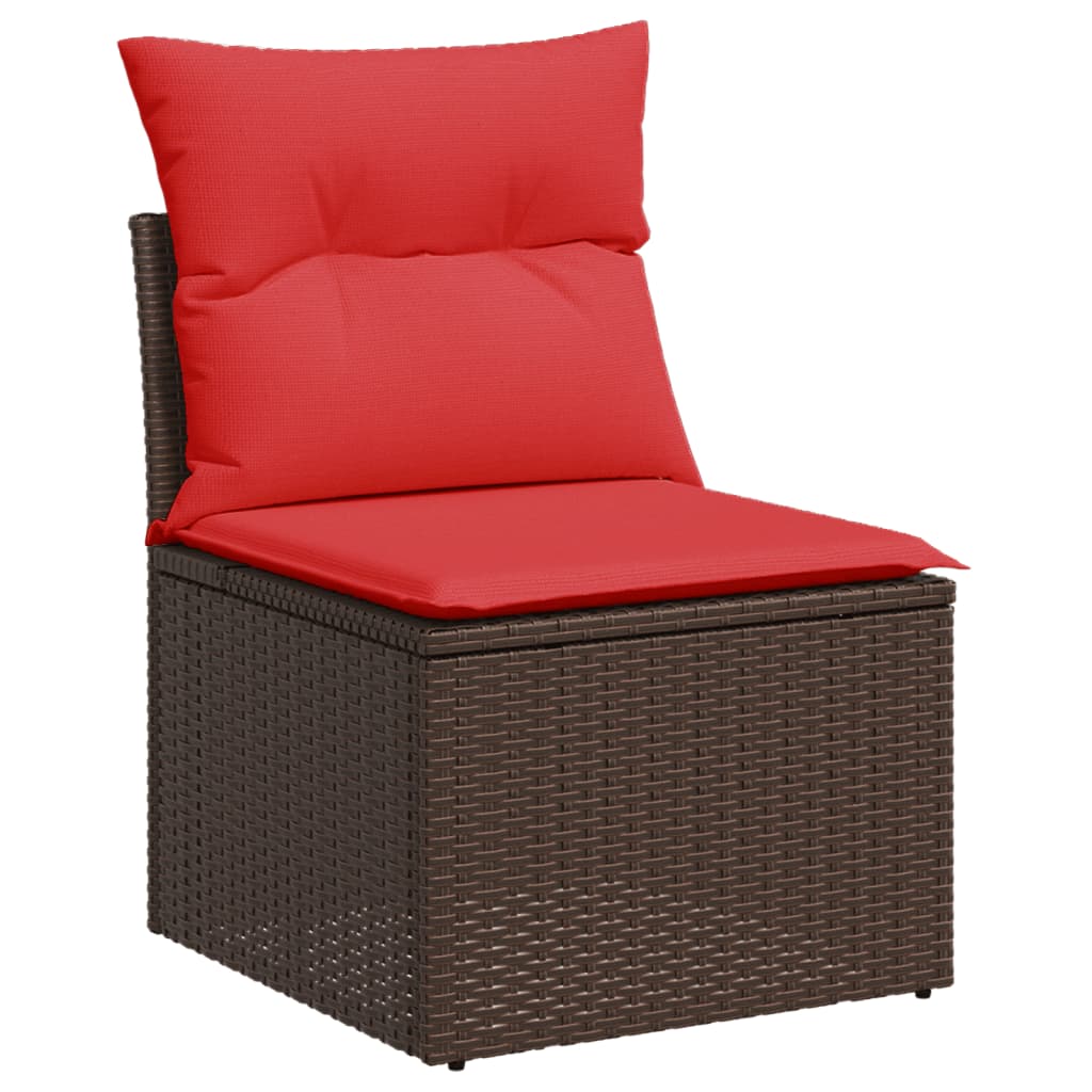 6-teiliges Gartensofa-Set mit Kissen, braun, Polyrattan