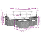 5-tlg. Garten-Sofagarnitur mit Kissen Braun Poly Rattan