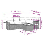 6-tlg. Garten-Sofagarnitur mit Kissen Schwarz Poly Rattan