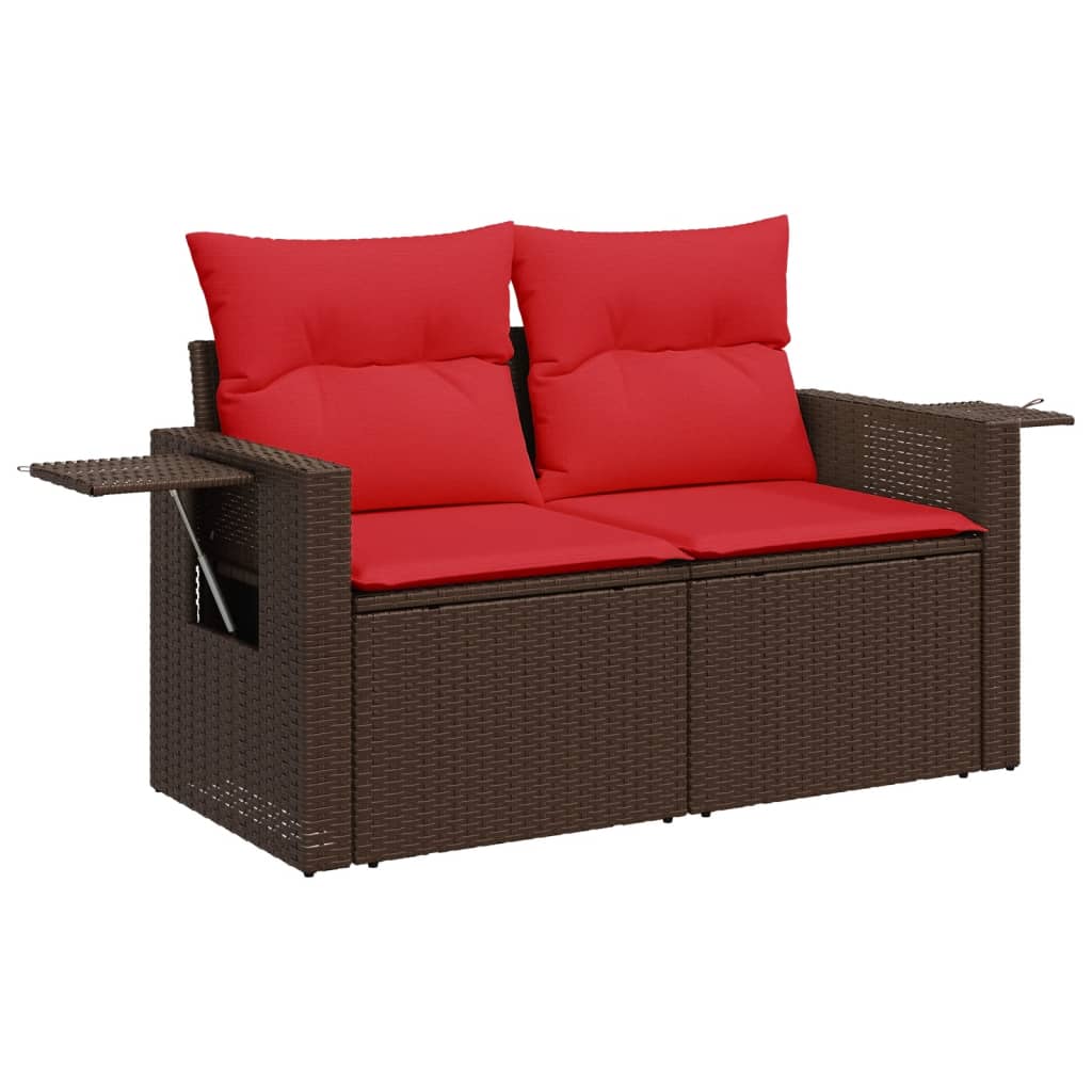 6-teiliges Gartensofa-Set mit Kissen, braun, Polyrattan