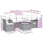6-tlg. Garten-Sofagarnitur mit Kissen Hellgrau Poly Rattan