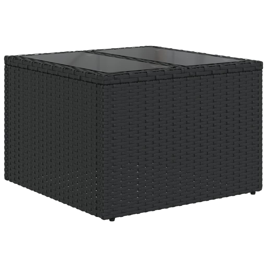 7-teiliges Gartensofa-Set mit Kissen, schwarzes Polyrattan