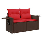 7-teiliges Gartensofa-Set mit Kissen, braun, Polyrattan