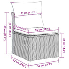 6-tlg. Garten-Sofagarnitur mit Kissen Braun Poly Rattan