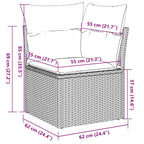 7-tlg. Garten-Sofagarnitur mit Kissen Braun Poly Rattan