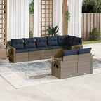 8-teiliges Gartensofa-Set mit Kissen, grau, Polyrattan