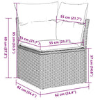 8-tlg. Garten-Sofagarnitur mit Kissen Braun Poly Rattan