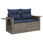 9-teiliges Gartensofa-Set mit Kissen, grau, Polyrattan
